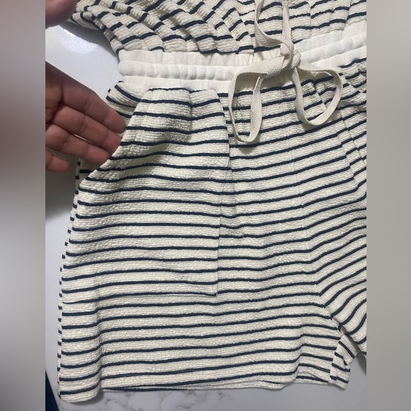 Women's Black and White Striped Romper - Picture 4 of 6